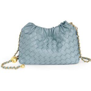 Woven Women's Crossbody Bag Woven Leather-pastel Blue